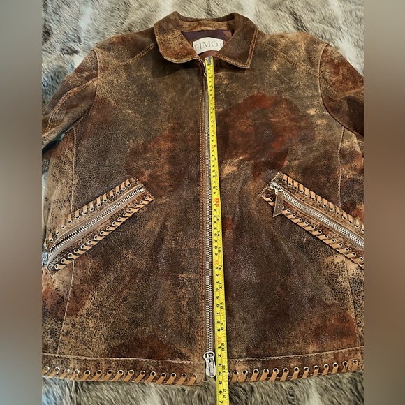 Men’s GIMO’S 100% pelle leather jacket medium small brown tan - Picture 5 of 16